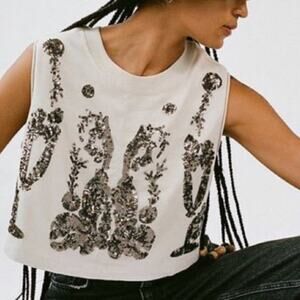 NWOT Urban Outfitters Rococo Sequin Paisley Embellished Muscle Tank Size Small